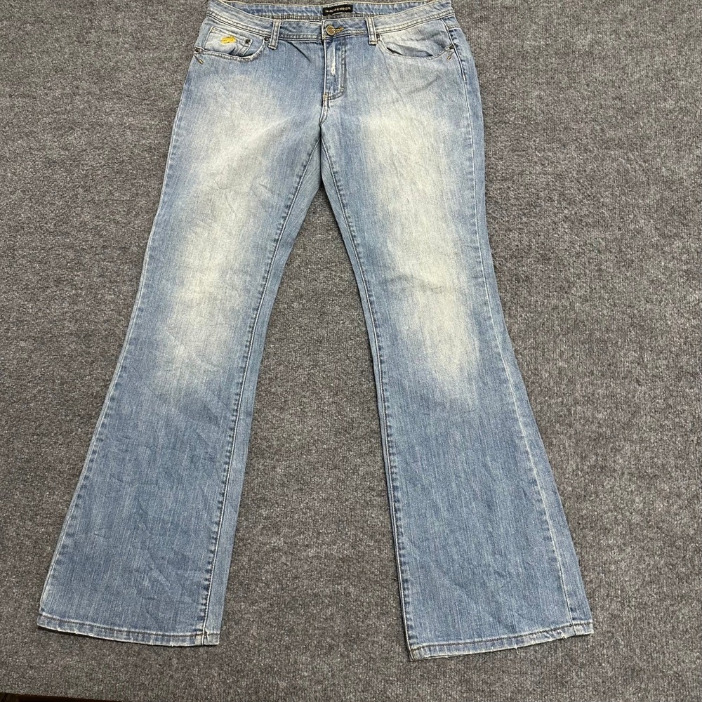 Rocawear Jeans Womens Size 18 Blue Denim Flare Leg Y2K Embroidered Pockets